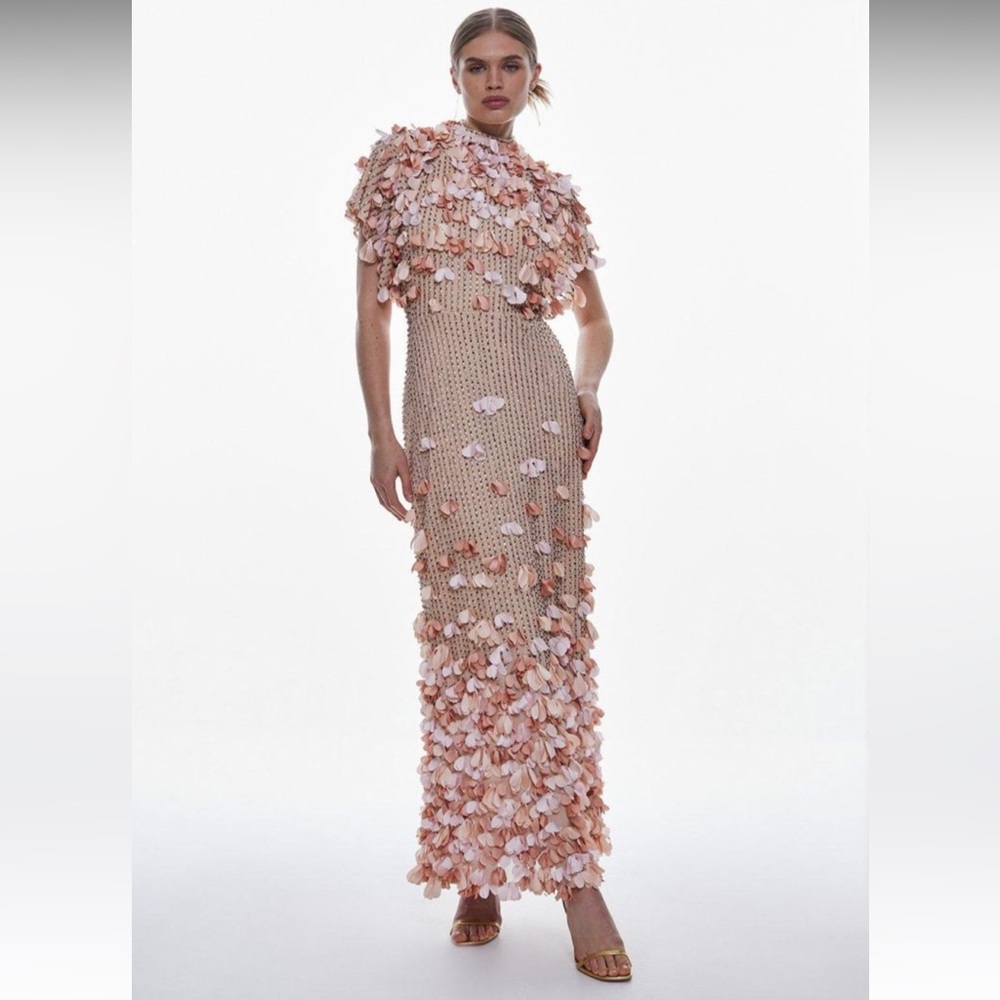 Karen Millen Crystal Applique Angel Sleeve Woven Dress